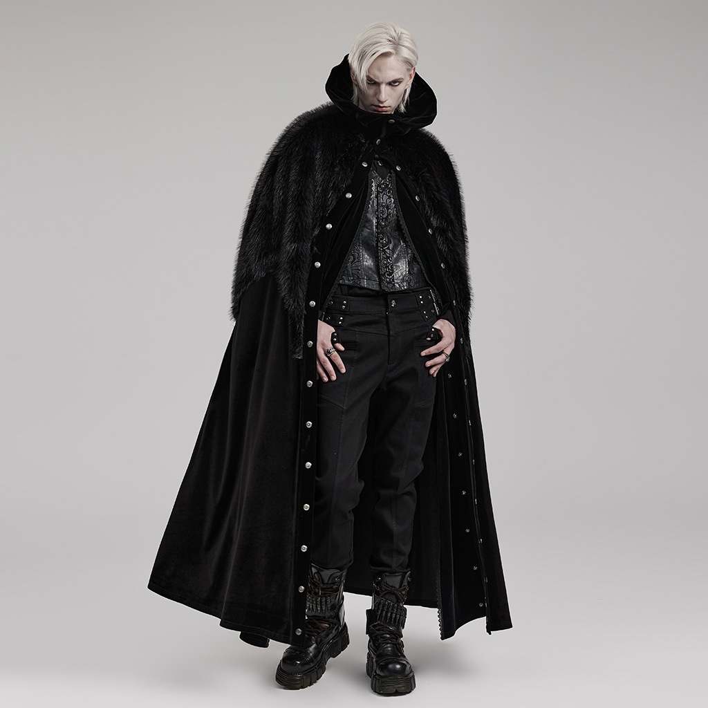  | glareshop 쥢åסM.FJX901-Båեդɥ顼٥٥åޥ ե 󥰾   | 奢 V ץ ơ   [PUNK RAVE] Retro Gothic Ornate Velvet Plush Splicing Long Cloak