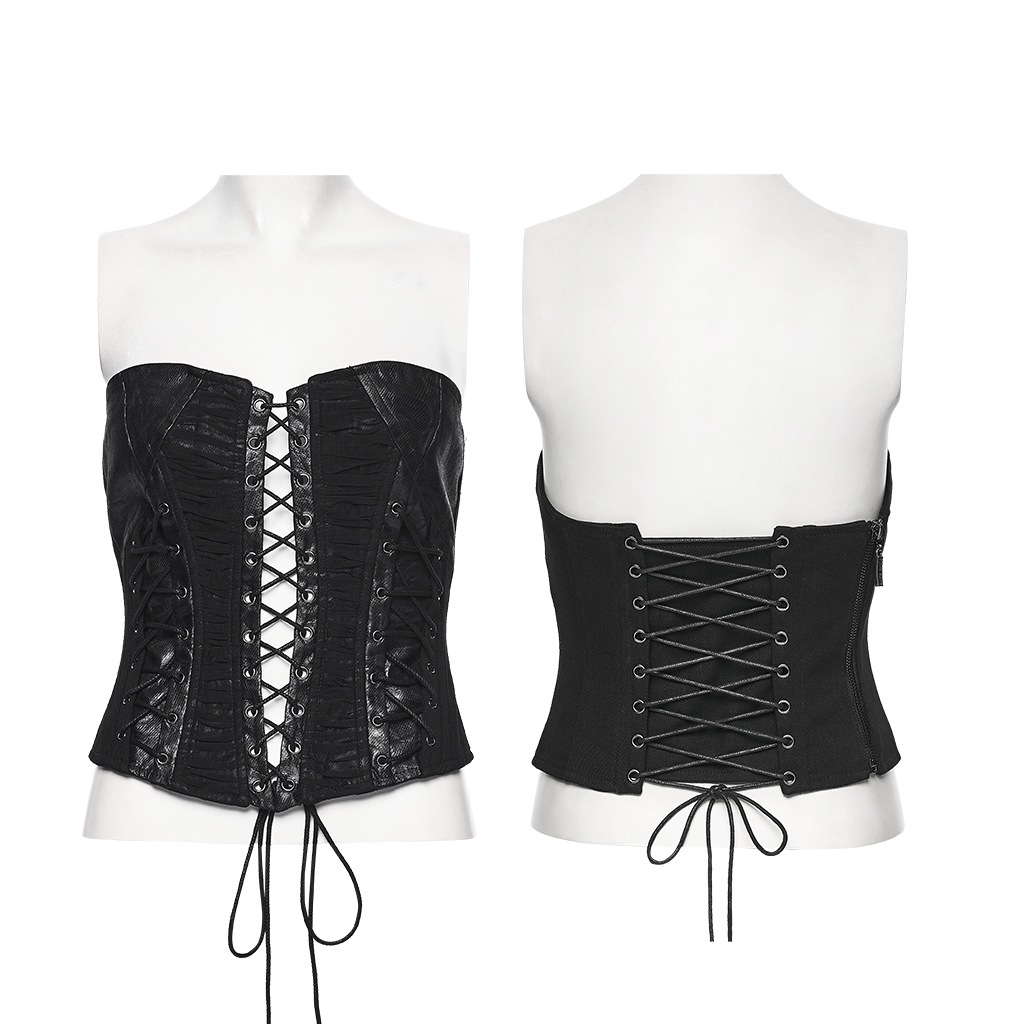 ������ڤ��glareshop ���쥢����åס�S/L/2XL��KX694-B�������å��ѥ󥯥ץ꡼�ĥ졼�����åץ��塼�֥ȥå� �� �֥�å� ��ǥ����� | �������奢��� V�� �����ץ� ���ơ��� [PUNK RAVE] Gothic Punk Pleated Lace-Up Tube Top