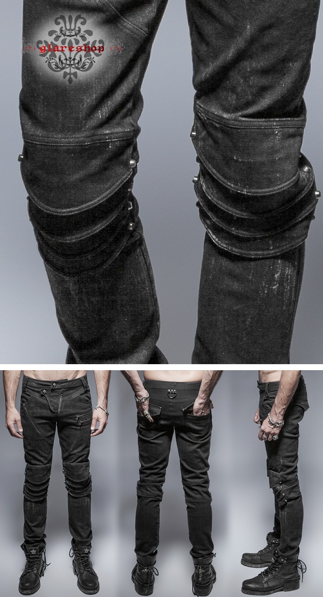 glareshop 쥢åסM.S-M.4XLPX207-Bѥ  ɨǥ  ѥ ǥ˥    |  å ѥ å եå 奢 V ơ   [PUNK RAVE] Gothic Punk Armor Knee Jeans