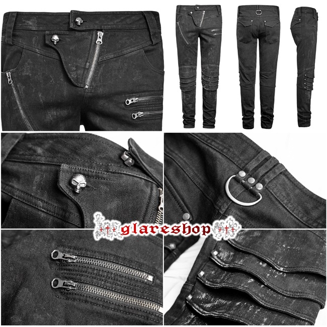 glareshop 쥢åסM.S-M.4XLPX207-Bѥ  ɨǥ  ѥ ǥ˥    |  å ѥ å եå 奢 V ơ   [PUNK RAVE] Gothic Punk Armor Knee Jeans