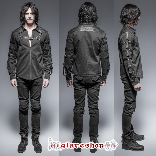 glareshop 쥢åסM.S-M.4XLPX207-Bѥ  ɨǥ  ѥ ǥ˥    |  å ѥ å եå 奢 V ơ   [PUNK RAVE] Gothic Punk Armor Knee Jeans