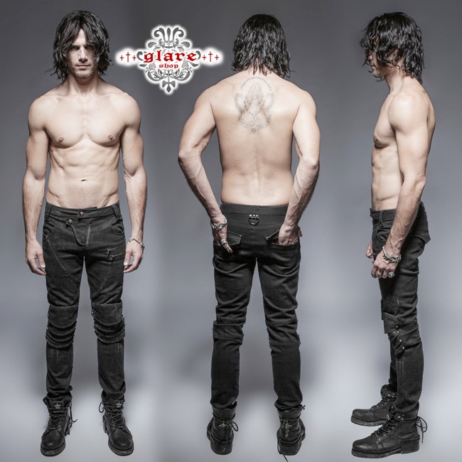 glareshop 쥢åסM.S-M.4XLPX207-Bѥ  ɨǥ  ѥ ǥ˥    |  å ѥ å եå 奢 V ơ   [PUNK RAVE] Gothic Punk Armor Knee Jeans