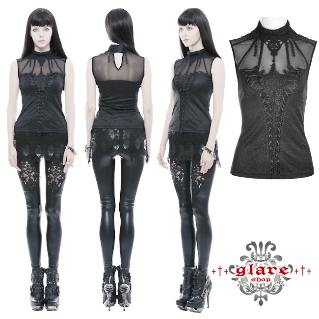 glareshop 쥢åסS/L/2XLKX224-B Ρ꡼ ȥåץ 硼Ⱦ å ʤ̥Ū 졼å   ֥å ǥ | 奢 ⡼ɷ ơ   [PUNK RAVE] Gothic Gorgeous Sleeveless T-shirt