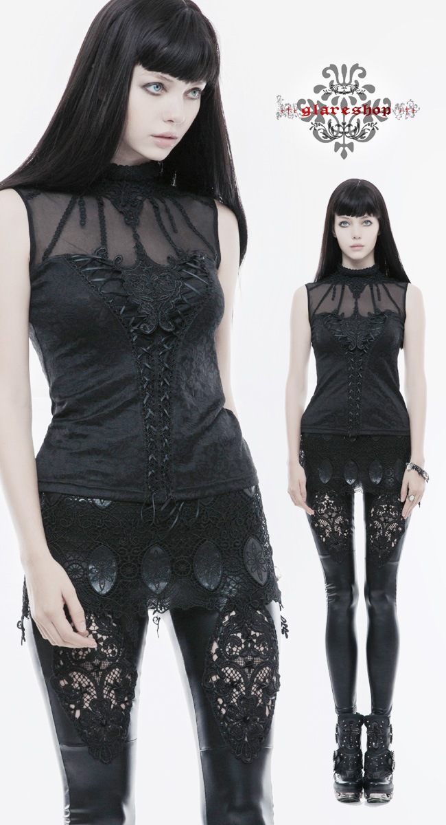 glareshop 쥢åסS/L/2XLKX224-B Ρ꡼ ȥåץ 硼Ⱦ å ʤ̥Ū 졼å   ֥å ǥ | 奢 ⡼ɷ ơ   [PUNK RAVE] Gothic Gorgeous Sleeveless T-shirt
