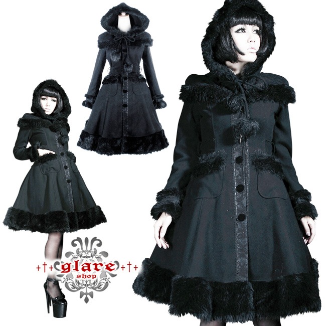 glareshop ���쥢����åס�XS-5XL��JX108-B���������� ������ �ߥɥ�� ���꡼���졼�������ա����դ������å������� �ߥ����� �� �֥�å� ��ǥ����� | �����å��ե��å���� ����� �⡼�ɷ� �����ץ� ���� �� [PUNK RAVE] Gorgeous hooded knee-length winter coat