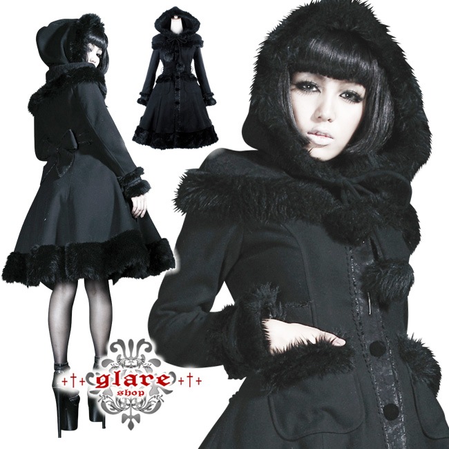 glareshop ���쥢����åס�XS-5XL��JX108-B���������� ������ �ߥɥ�� ���꡼���졼�������ա����դ������å������� �ߥ����� �� �֥�å� ��ǥ����� | �����å��ե��å���� ����� �⡼�ɷ� �����ץ� ���� �� [PUNK RAVE] Gorgeous hooded knee-length winter coat