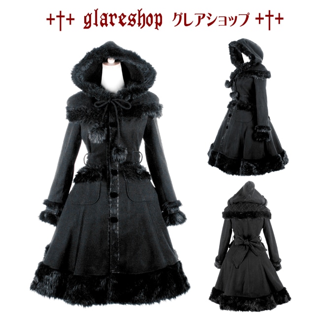 glareshop ���쥢����åס�XS-5XL��JX108-B���������� ������ �ߥɥ�� ���꡼���졼�������ա����դ������å������� �ߥ����� �� �֥�å� ��ǥ����� | �����å��ե��å���� ����� �⡼�ɷ� �����ץ� ���� �� [PUNK RAVE] Gorgeous hooded knee-length winter coat