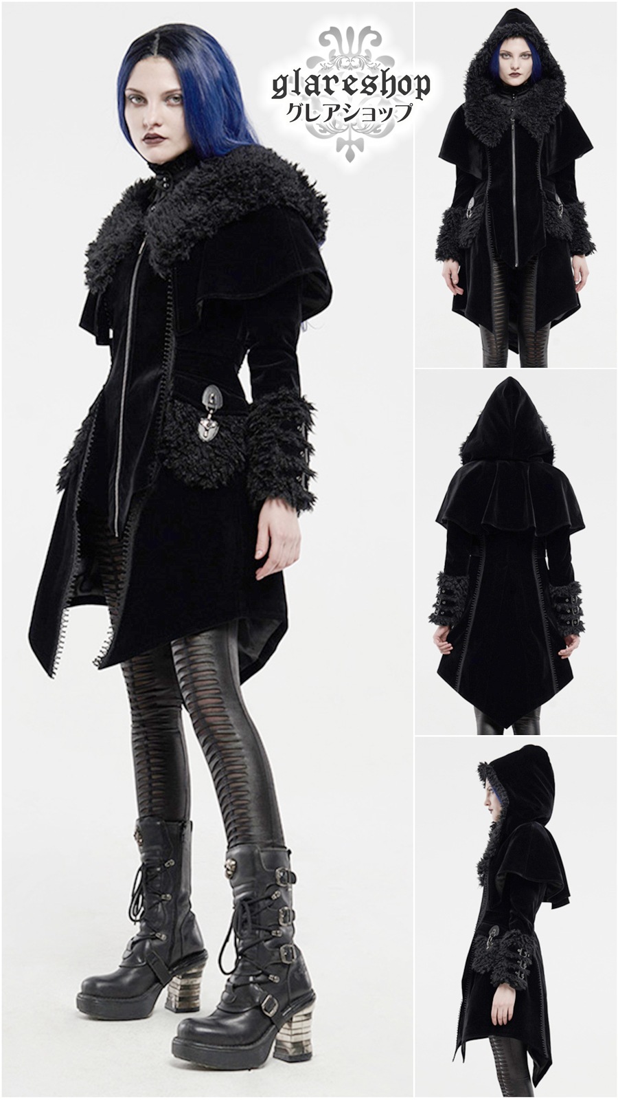 glareshop ���쥢����åס�XS-4XL��JX700-B���ա����դ������� �ߥɥ�� �ե��å��쥤�䡼�� ���� �٥�٥å� ����Хͥ������� ���졼�ȥ����� �ޥ���դ������� �� �֥�å� ��ǥ����� | �������奢��� V�� ���ơ��� ���� �� [PUNK RAVE] Gothic fake two cloaks