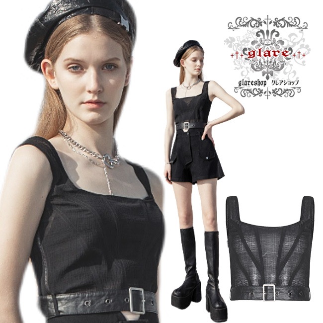 glareshop 쥢åסXS-4XLKX419-B ͥå 쥶٥դ å奿󥯥ȥå ȥåץ  ǥ |  奢 V ⡼ɷ ץ ơ   [PUNK RAVE] Mesh Tank Top