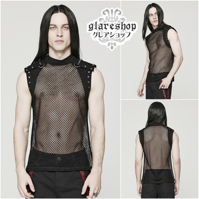 glareshop ���쥢����åס�M.S-M.5XL��KX360-B���������� �ѥ� �������롼 ��å���&�ǥ˥� ���Ǻ� �Ρ����꡼�� �٥��� �� �֥�å� ��� | �����С��ѥ� ��������ѥ� �������奢��� V�� �����ץ� ���ơ������� �� [PUNK RAVE] Punk Translucent Vest