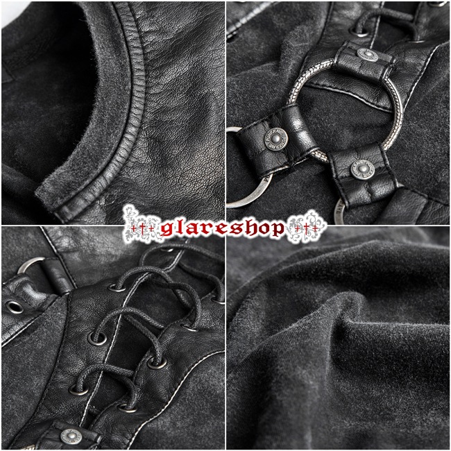 glareshop ���쥢����åס�M.S-M.5XL��TX387-B���������� �ѥ� �졼�����å� �٥���դ� ���Ǻ� Ⱦµ T����� �ȥåץ� �� ��� | ��������ѥ� �������奢��� V�� �⡼�ɷ� �����ץ� ���ơ��� ���� �� [PUNK RAVE] Punk Soilder Short T-Shirt