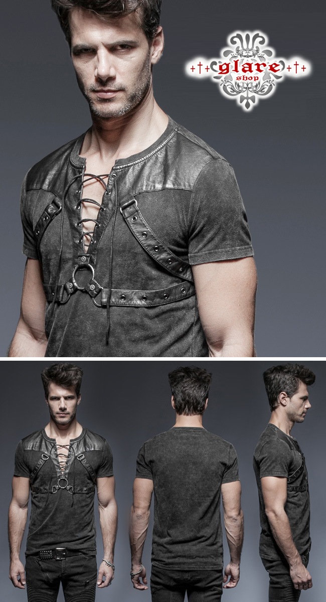 glareshop ���쥢����åס�M.S-M.5XL��TX387-B���������� �ѥ� �졼�����å� �٥���դ� ���Ǻ� Ⱦµ T����� �ȥåץ� �� ��� | ��������ѥ� �������奢��� V�� �⡼�ɷ� �����ץ� ���ơ��� ���� �� [PUNK RAVE] Punk Soilder Short T-Shirt