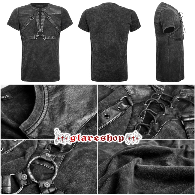 glareshop ���쥢����åס�M.S-M.5XL��TX387-B���������� �ѥ� �졼�����å� �٥���դ� ���Ǻ� Ⱦµ T����� �ȥåץ� �� ��� | ��������ѥ� �������奢��� V�� �⡼�ɷ� �����ץ� ���ơ��� ���� �� [PUNK RAVE] Punk Soilder Short T-Shirt