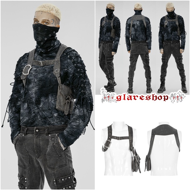 glareshop ���쥢����åס�M.L/M.3XL��Zb102-g���ѥ� �ۥ륹�����Хå� �٥�ȥϡ��ͥ� �٥��� ���졼 ��� | �������� �����å� ���å���� ��������ѥ� �������奢��� V�� �����ץ� ���ơ��� ���� �� [PUNK RAVE] Handsome Post-apocalyptic style strap