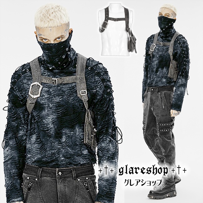 glareshop ���쥢����åס�M.L/M.3XL��Zb102-g���ѥ� �ۥ륹�����Хå� �٥�ȥϡ��ͥ� �٥��� ���졼 ��� | �������� �����å� ���å���� ��������ѥ� �������奢��� V�� �����ץ� ���ơ��� ���� �� [PUNK RAVE] Handsome Post-apocalyptic style strap