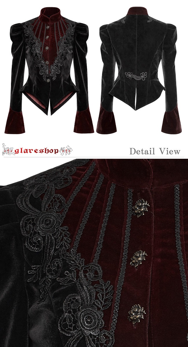 glareshop ���쥢����åס�XS-4XL��JX398-R�������å� ���㥱�å� ���硼�Ⱦ� �������� �鯥ܥ��� �ɽ��졼�� ���� �ĥ��� ��å�|�֥�å� ������ ��ǥ����� | ����� ����Ͻ��� �������奢��� V�� ���ơ��� ���� �� [PUNK RAVE] Gothic Scissor-tail Dress Jacket