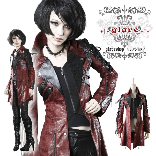 Glareshop グレアショップ 公式ストア Glareshop グレアショップ S 4xl Jx111 R ゴスロリ ミリタリー ネオ騎士調 ゴシック レースアップ コート ジャケット 赤 レディース ゴスロリ ゴシック パンク ロック ファッション スチームパンク ヴィジュアル系 V系