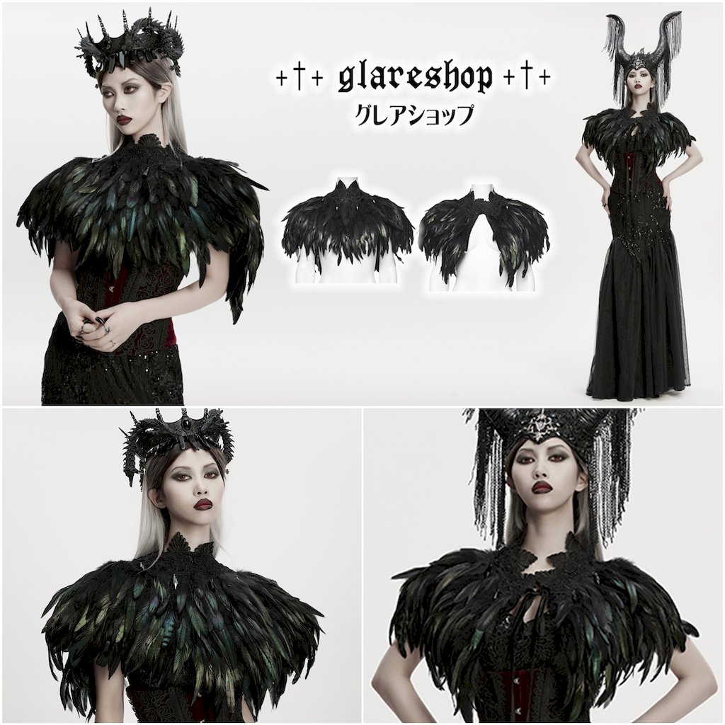 glareshop ���쥢����åס�F��JXA024-B�������å��������㥹��С����֥�졼���ե��������硼�� �� ��ǥ����� | �ǲİ��� ����� �������奢��� ����Ū ���� �� [PUNK RAVE] Gothic Gorgeous Reversible Lace Feather Shawl