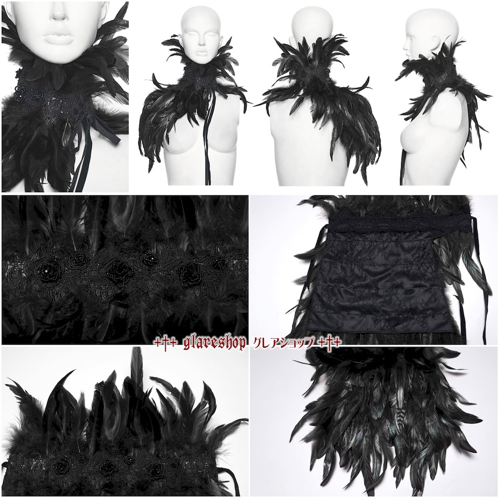glareshop ���쥢����åס�F��JXA025-B�������å� �������ȥ꡼ �졼�� �ե��������硼�� �� ��ǥ����� | �ǲİ��� ����� �������奢��� ����Ū ���� �� [PUNK RAVE] Gothic Asymmetric Lace Feather Shawl