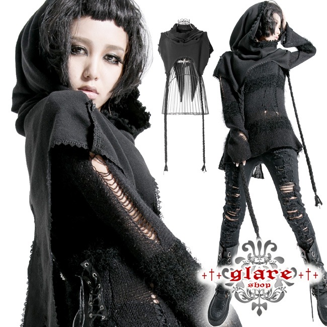 glareshop 쥢åסFTX168-B å ѥ ադ ˥åȥݥ  饤ȥ  ǥ |  奢 V ⡼ɷ ץ ơ   [PUNK RAVE] Punk Bat Wing Hooded Shawl