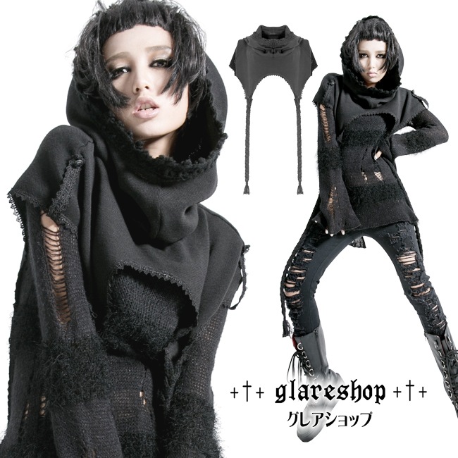 glareshop 쥢åסFTX168-B å ѥ ադ ˥åȥݥ  饤ȥ  ǥ |  奢 V ⡼ɷ ץ ơ   [PUNK RAVE] Punk Bat Wing Hooded Shawl