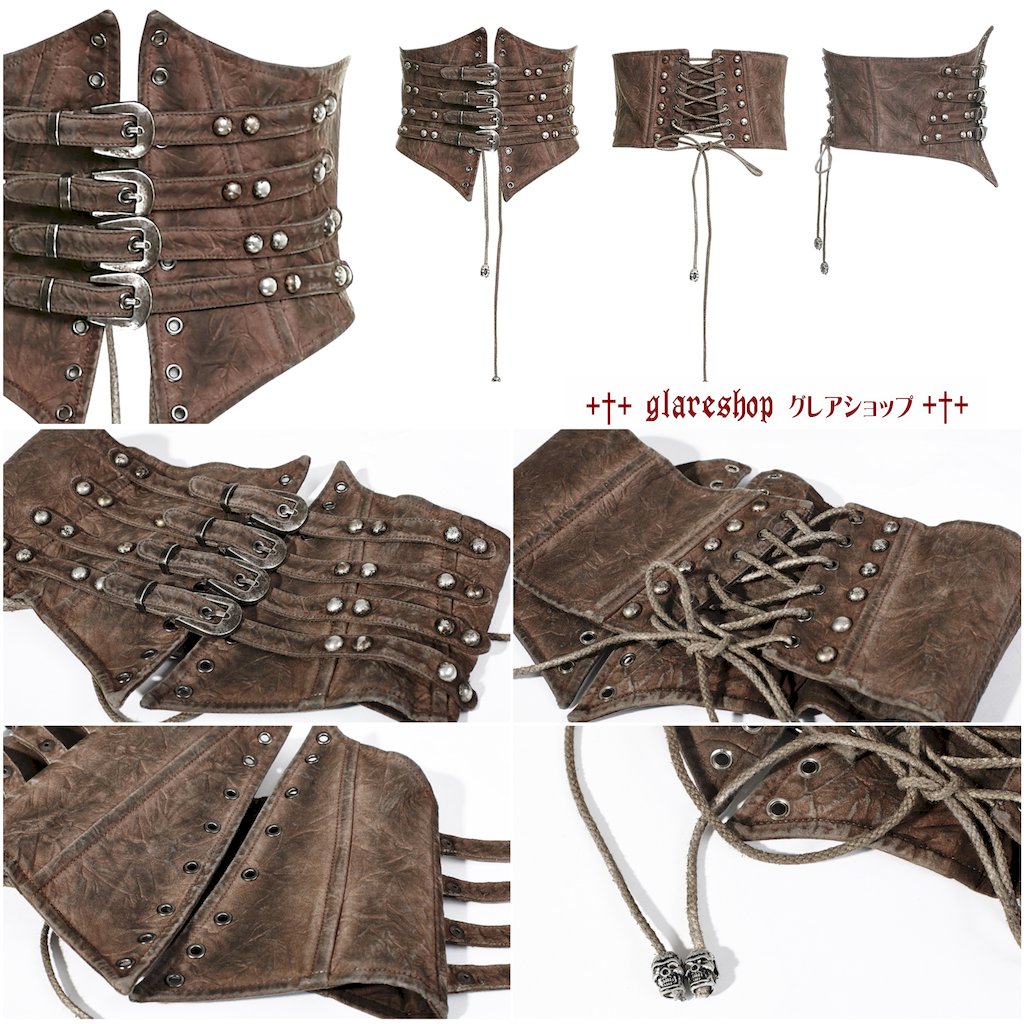 glareshop 쥢åסS/L/2XLKX169-Cѥ  ֥󥺲ù 졼å Сѥ 륻åȥ٥ ֥饦 ǥ | ѥ 奢 V ץ ơ   [PUNK RAVE] Buckle Loops Steampunk Girdle