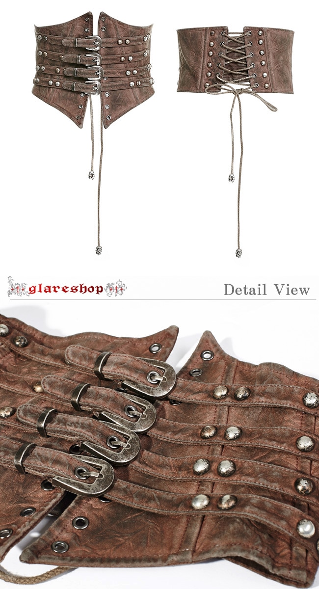 glareshop 쥢åסS/L/2XLKX169-Cѥ  ֥󥺲ù 졼å Сѥ 륻å ٥ ֥饦 ǥ | ѥ 奢 Vϥץ ơ   [PUNK RAVE] Buckle Loops Steampunk Girdle