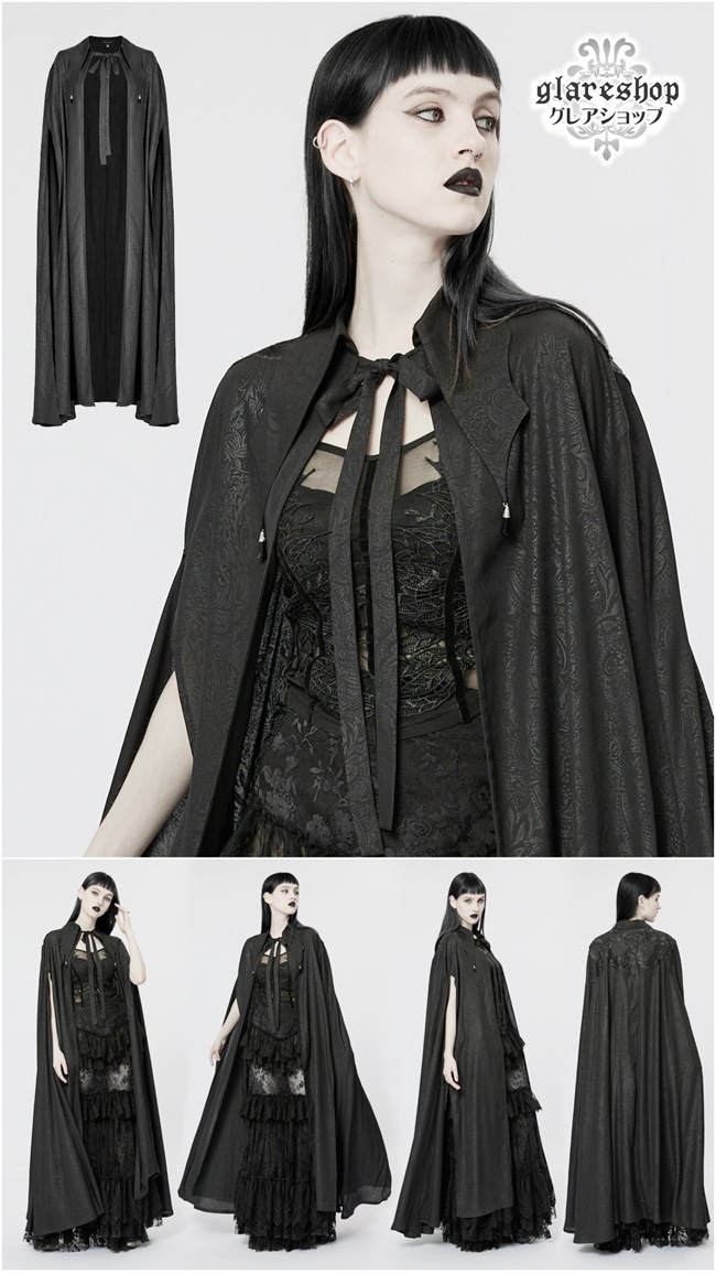 glareshop 쥢åסFJX833-B  󥰾 å ץȥե ڥ ܥڥ륫顼ޥ  ֥å ǥ |   奢 V ⡼ɷ ץ ơ   [PUNK RAVE] Goth Lapel Cloak