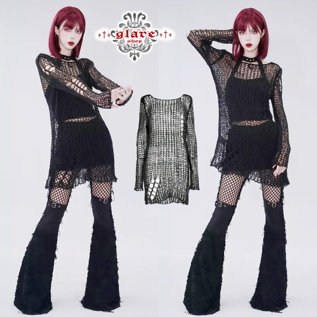 glareshop ���쥢����åס�M/2XL��TXA082-B���������� �����å� �ѥ� ���᡼���ù� ����2way Ĺµ �������� �˥å� �� ��ǥ����� | �������奢��� V�� �⡼�ɷ� �����ץ� ���ơ��� ���� �� [PUNK RAVE] Gothic Grunge Stripe Decayed Pullover Sweater