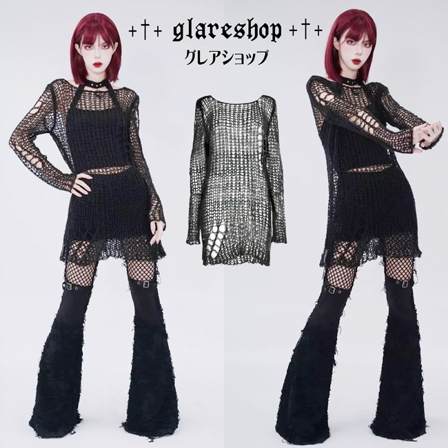 glareshop ���쥢����åס�M/2XL��TXA082-B���������� �����å� �ѥ� ���᡼���ù� ����2way Ĺµ �������� �˥å� �� ��ǥ����� | �������奢��� V�� �⡼�ɷ� �����ץ� ���ơ��� ���� �� [PUNK RAVE] Gothic Grunge Stripe Decayed Pullover Sweater
