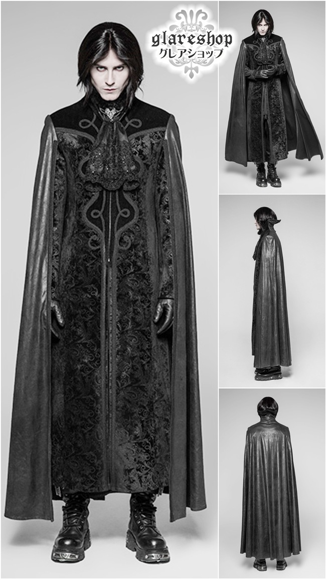 glareshop 쥢åסM.S-M.5XLJX510-Bå ޥդ  󥰾 ڥ꡼ ܥ ٥٥å  ֥å  | եå 奢 V ץ ơ   [PUNK RAVE] Gothic Night Count Cloak Long Coat