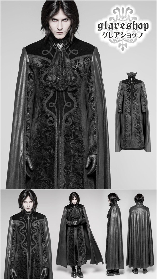 glareshop 쥢åסM.S-M.5XLJX510-Bå ޥդ  󥰾 ڥ꡼ ܥ ٥٥å  ֥å  | եå 奢 V ץ ơ   [PUNK RAVE] Gothic Night Count Cloak Long Coat