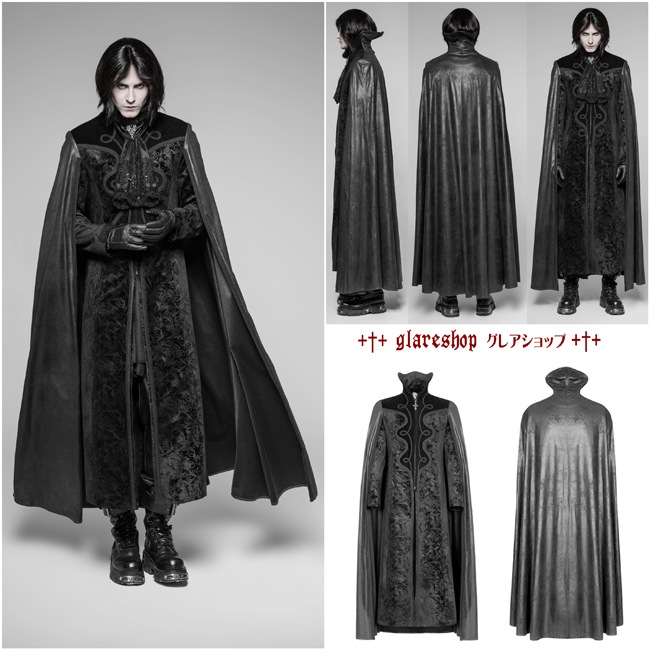 glareshop 쥢åסM.S-M.5XLJX510-Bå ޥդ  󥰾 ڥ꡼ ܥ ٥٥å  ֥å  | եå 奢 V ץ ơ   [PUNK RAVE] Gothic Night Count Cloak Long Coat