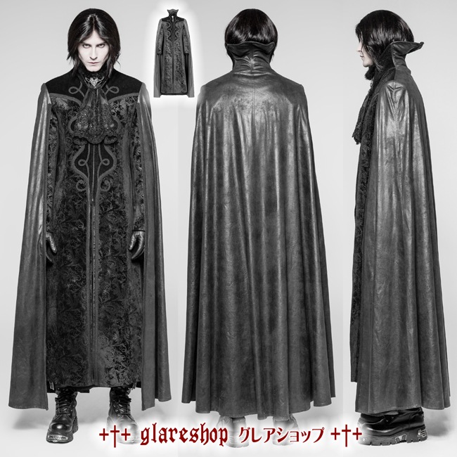 glareshop 쥢åסM.S-M.5XLJX510-Bå ޥդ  󥰾 ڥ꡼ ܥ ٥٥å  ֥å  | եå 奢 V ץ ơ   [PUNK RAVE] Gothic Night Count Cloak Long Coat