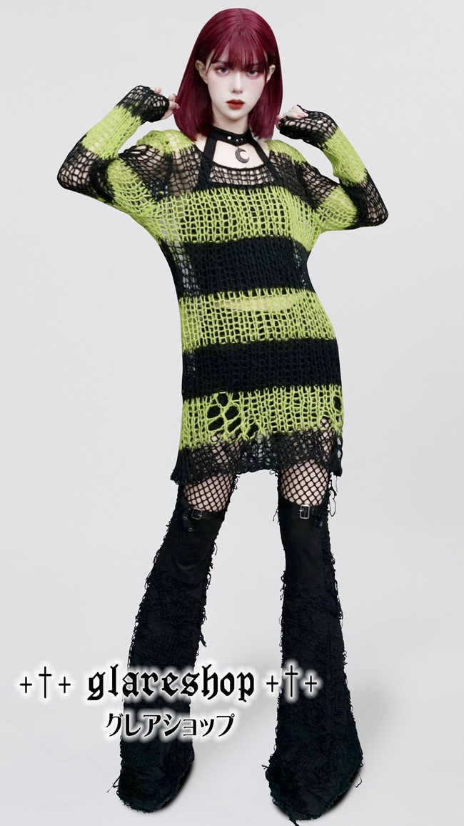 glareshop ���쥢����åס�M/2XL��TXA082-N���������� �����å� �ѥ� ���᡼���ù� ����2way Ĺµ �������� �˥å� ������ ��ǥ����� | �������奢��� V�� �⡼�ɷ� �����ץ� ���ơ��� ���� �� [PUNK RAVE] Gothic Grunge Stripe Decayed Pullover Sweater