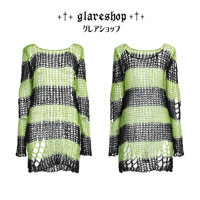 glareshop ���쥢����åס�M/2XL��TXA082-N���������� �����å� �ѥ� ���᡼���ù� ����2way Ĺµ �������� �˥å� ������ ��ǥ����� | �������奢��� V�� �⡼�ɷ� �����ץ� ���ơ��� ���� �� [PUNK RAVE] Gothic Grunge Stripe Decayed Pullover Sweater