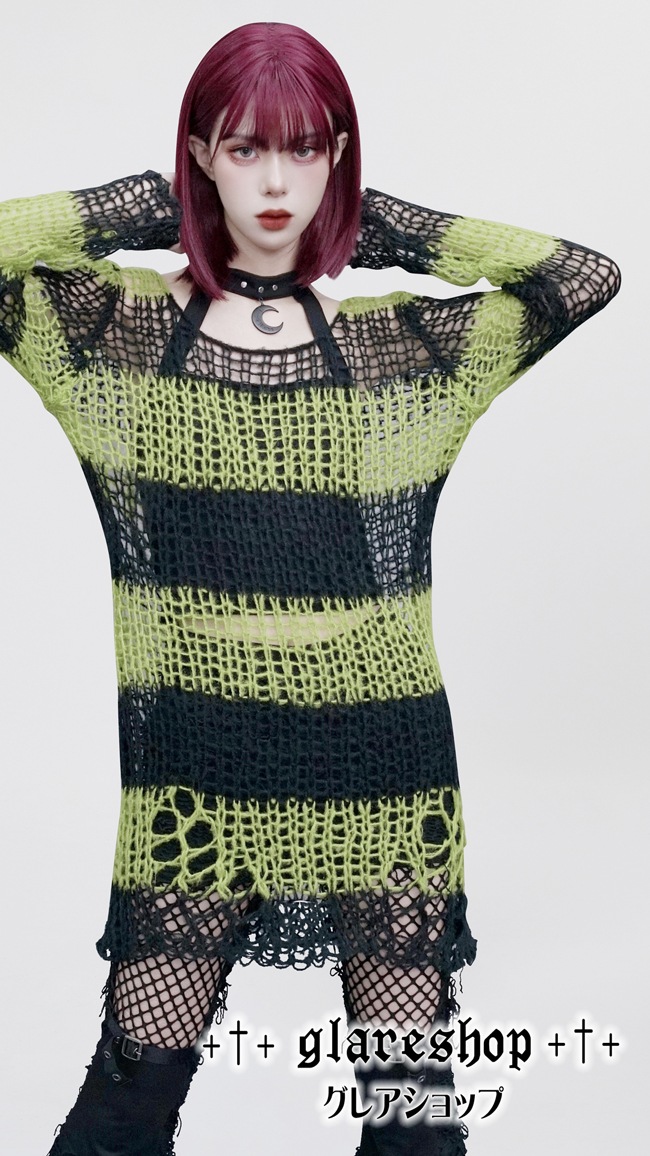 glareshop ���쥢����åס�M/2XL��TXA082-N���������� �����å� �ѥ� ���᡼���ù� ����2way Ĺµ �������� �˥å� ������ ��ǥ����� | �������奢��� V�� �⡼�ɷ� �����ץ� ���ơ��� ���� �� [PUNK RAVE] Gothic Grunge Stripe Decayed Pullover Sweater