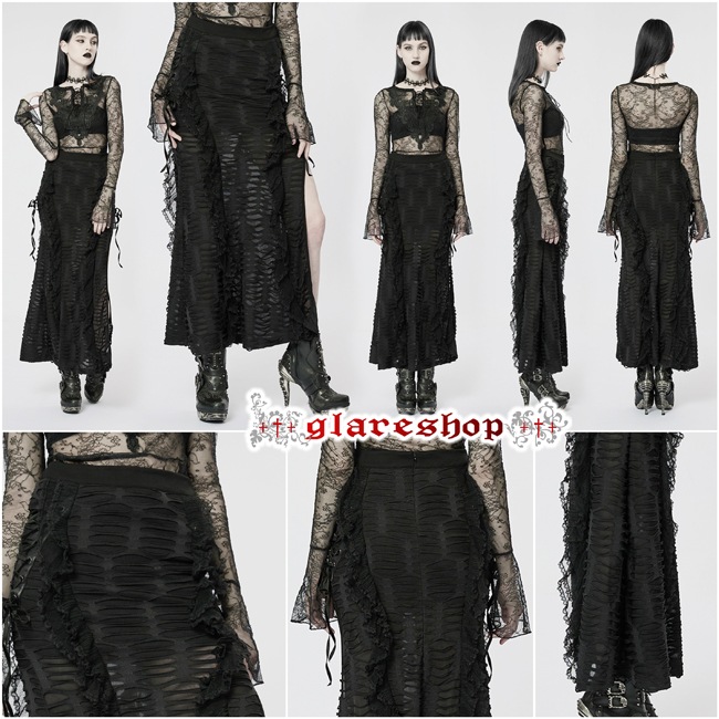 glareshop ���쥢����åס�XS-4XL��SX523-B���������� �����å������ɥ���å� ���᡼���ù� �����ȥ������� �� ��ǥ����� | �������奢��� V�� �⡼�ɷ� �����ץ� ���ơ��� ���� �� [PUNK RAVE] Gothic Decadent Lace High Slit Long Skirt