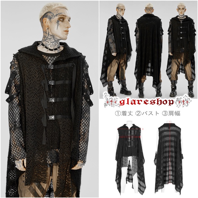 glareshop 쥢åסM.M/M.XL/M.3XLKX482-BСѥ󥯥ǥ٥ ȥ꡼ ˥åȥ٥   | ѥ 奢 V ץ ơ   [PUNK RAVE] Post-apocalyptic style knitted vest