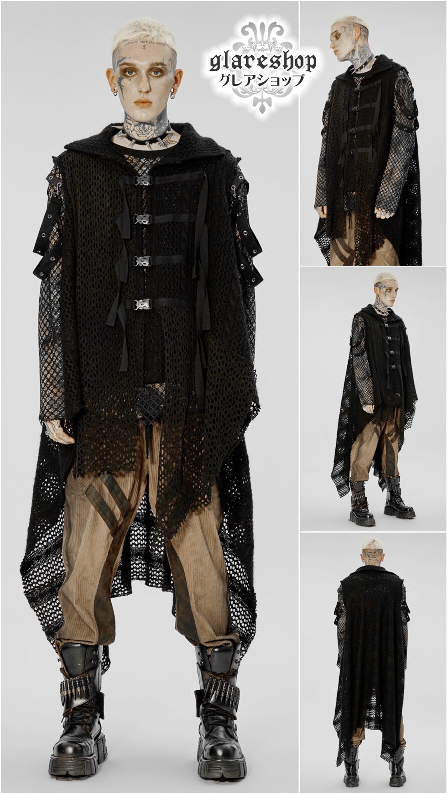 glareshop 쥢åסM.M/M.XL/M.3XLKX482-BСѥ󥯥ǥ٥ ȥ꡼ ˥åȥ٥   | ѥ 奢 V ץ ơ   [PUNK RAVE] Post-apocalyptic style knitted vest