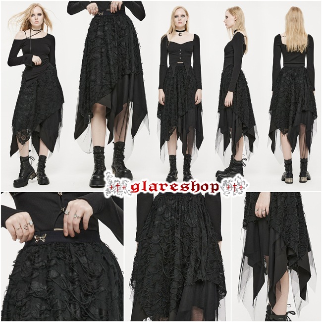 glareshop ���쥢����åס�S/L/2XL��SX537-B���������� �Х��ե饤���� ���Ǻ� ������ �������ȥ꡼ �������� �� ��ǥ����� | ���å� ����� �������奢��� V�� �⡼�ɷ� �����ץ� ���ơ��� ���� �� [PUNK RAVE] Dry Butterfly Asymmetrical Half Skirt