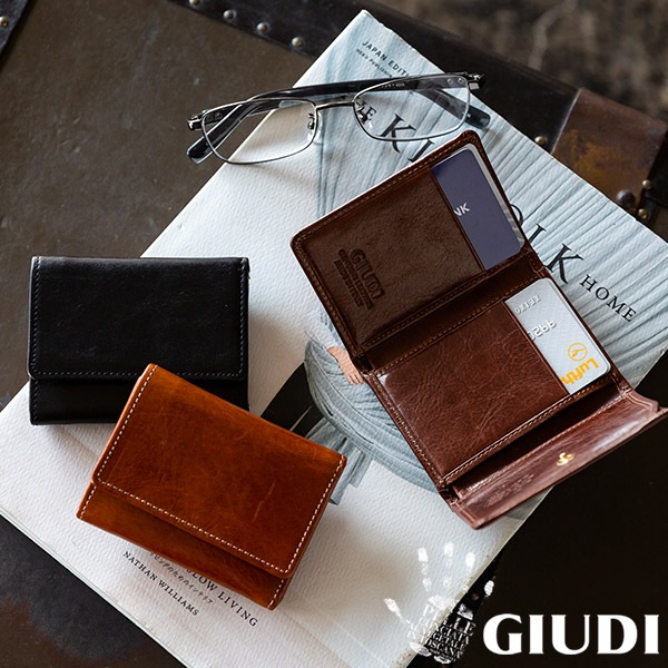 名入れ無料]イタリア製 ガビアーノレザー 三つ折り財布 胸ポケット財布