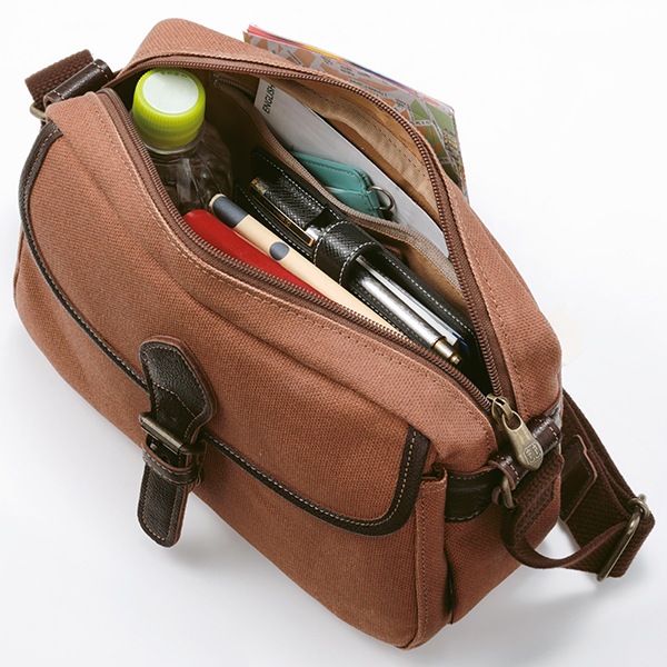 日本製 柿渋染め帆布 散歩ショルダーバッグ あす着対応 バッグ ショルダーバッグ レザーグッズ専門店glencheck グレンチェック