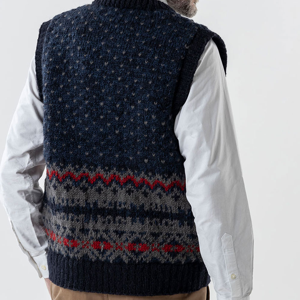 ヒマラヤニット 手編み ベスト ニットベスト メンズ ライニング付き