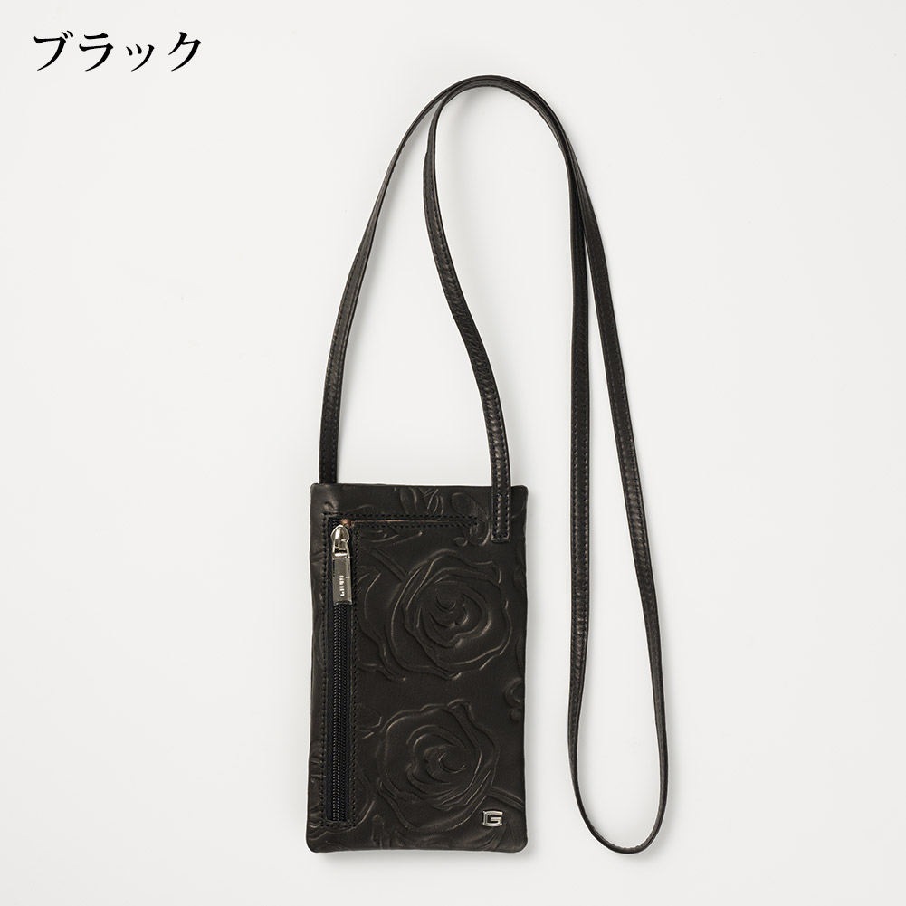 イタリア製 本革 花柄 ミニマムポーチ ミニショルダー ショルダー