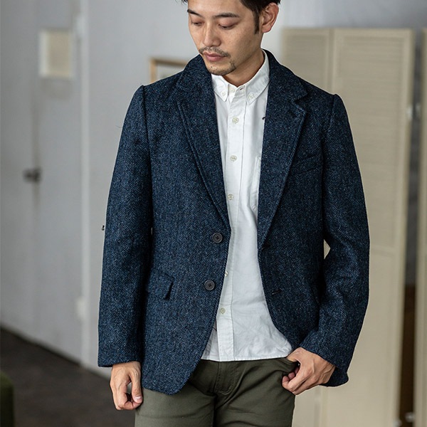 ハリスツイード ジャケット Harris Tweed Herringbone Club ヘリンボーンクラブ あす着対応 メンズファッション ジャケット ブルゾン レザーグッズ専門店glencheck グレンチェック
