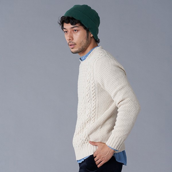 Drumohr ドルモア アランニットクルーネック セーター ギフト メンズ 男性 ブランド 誕生日プレゼント メンズファッション ニット カーディガン レザーグッズ専門店glencheck グレンチェック