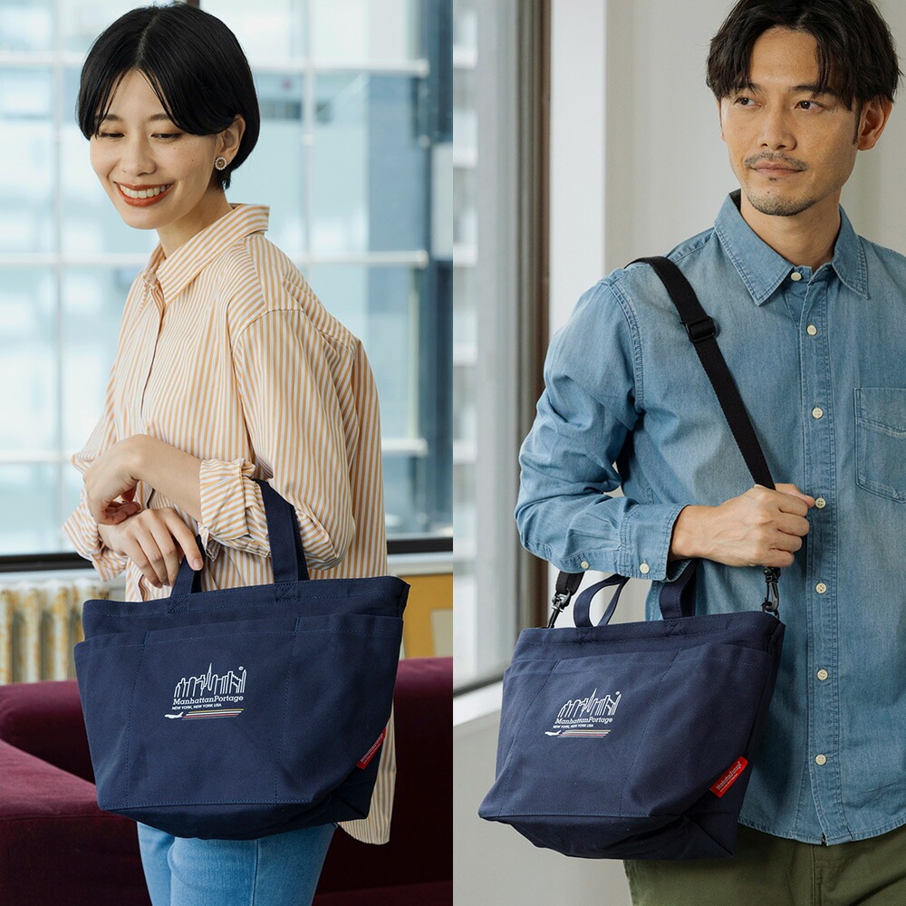 マンハッタンポーテージ ネイビー キャンバス メッセンジャーバッグ  