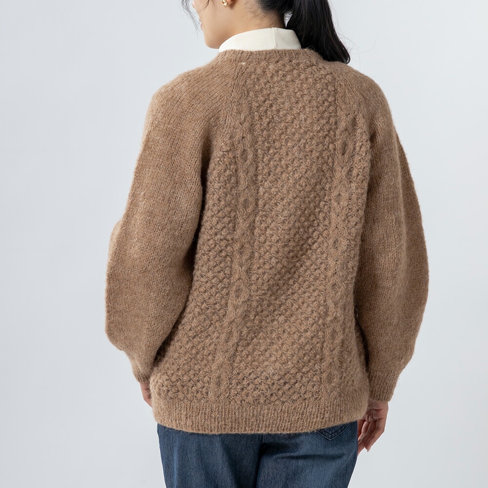 ペルー製 アルパカ ポップケーブルカーディガン レディース 女性