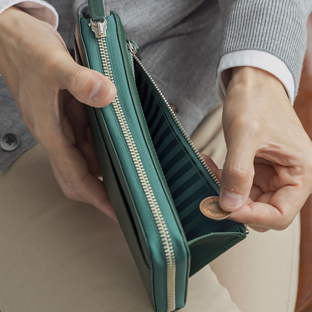 一目瞭然 マネースルーウォレット 大容量 メンズ 長財布 ロング